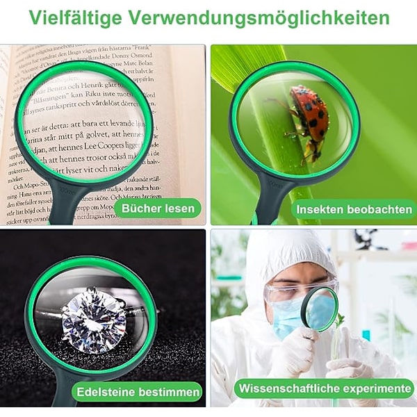 Luku suurennuslasi, lasten suurennuslasi, vanhusten suurennuslasi, kirjat, sanomalehdet, hyönteisten tarkkailu tieteellinen koe, liukumaton kumikahva