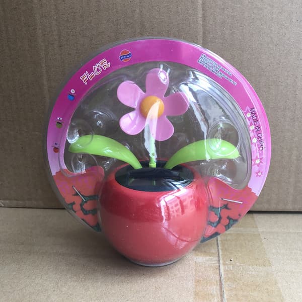 Blå bilpynt, solcelledanserbil, blomsterdekorasjonsfigur, bilpynt, plast solenergibilpynt