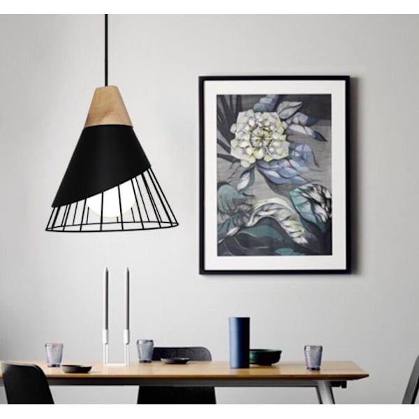 Hängande lampa, ljuskronaModern nordisk enkel järnkrona (svart)