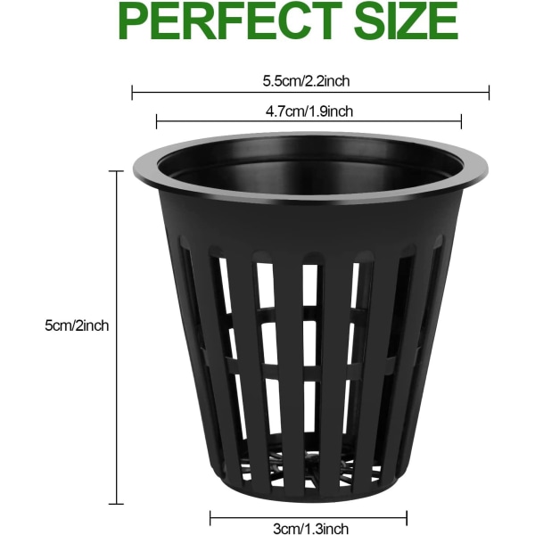 50 stk. Svart Plast Hydroponisk Planting Mesh Net Pot Kurver Hage Plante Gro Kopp