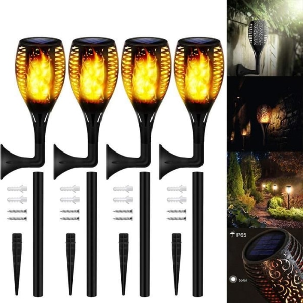 4st LED Solar Garden Light Multifunktionell Flame Wall Light Wate