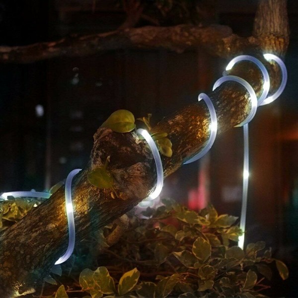 SOLARLJUSSLINGA Utomhus, 12m 100 LED SOLCELLSLJUSSLINGA Vattentät, 8 Belysningslägen Dekorativ lampa för trädgård, uteplats, staket, födelsedag, bröllop (v