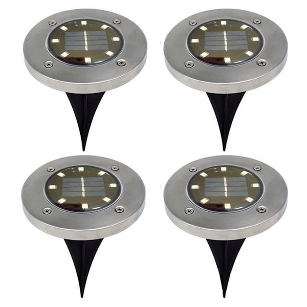 4 stk 8LED Solar Inground Lys Hvit