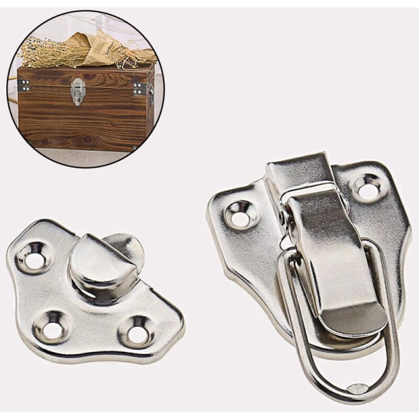 8-pack retro stil låda vippspärr antik metall anknäbbslås med hänglåshål för smyckeskrin skåp, silver