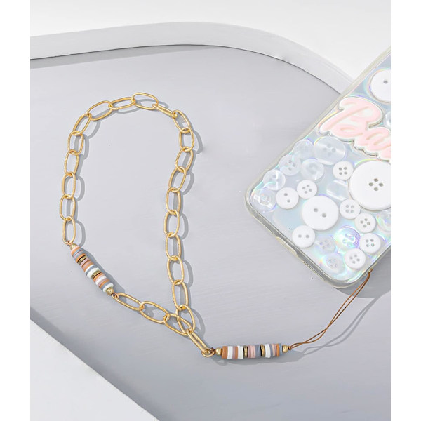 Mobiltelefon Lanyard, Telefon Lanyard, Telefon Smykker, Kort Metal Mobiltelefon Kæde Anti-tabt Mobiltelefon Reb (Metal Splicing Farve Perler)