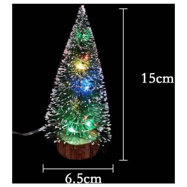 6 kpl Tekojoulukuusi LED Mini Joulukuusi Miniatyyri Luminesoiva DIY Mikro Maisema Joulu Näyteikkuna Pöytäkoriste 15CM