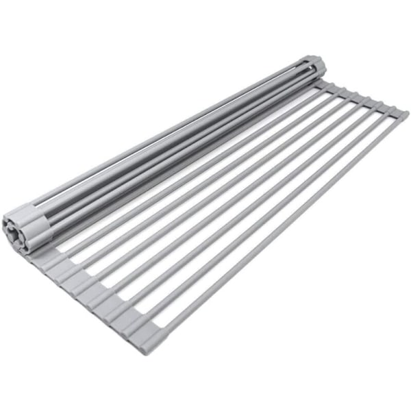 Diskho avlopp, Köksbänk Dräneringsbar stöd - Tvätthylla hoprullningsbar värmebeständig - Lätt att förvara 19 rör (33 x 45 x 1 cm) (grå) (grå) (g