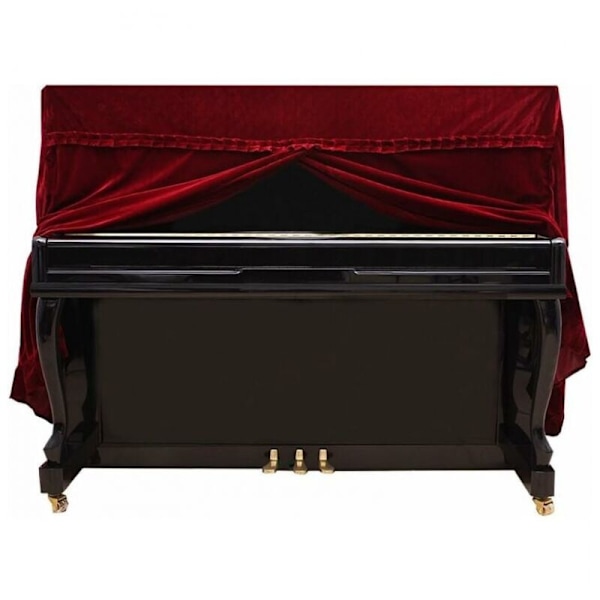 152 x 60 x 110 cm Pianoöverdrag, Dekorerat dammskydd för fullstort piano Pleuche (röd) Stöd för pallöverdrag