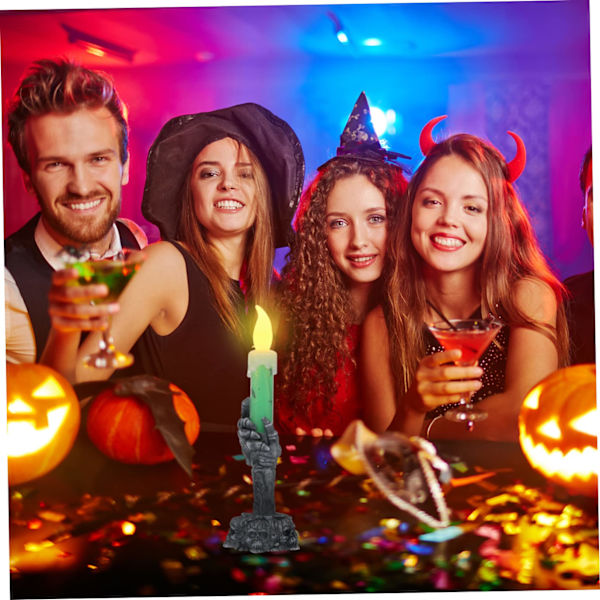 2 kpl Halloween-valot Aavevalot Halloween-sähkökynttilät Paristokäyttöiset Haunted House -kynttilävalot Halloween-kallokynttilänjalat Halloween-kallo L