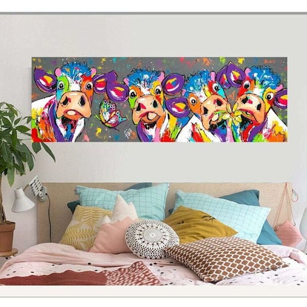 Ko-färgsdekor för hemmålning, sl.gt, canvas utan ram, 40x120cm