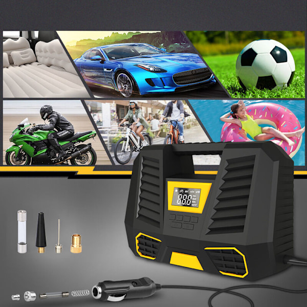 Bärbar luftkompressor Batteri, 6000MAH LUFTKOMPRESSOR Snabb uppblåsning, 12V bilkompressor, mini bil däckpump med LED-lampa, däckpump för