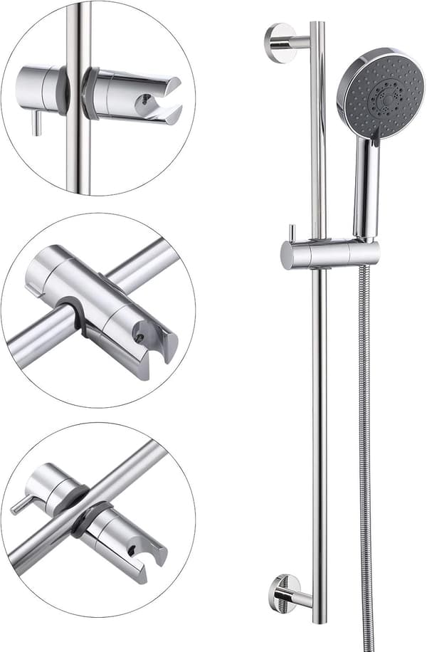 18-19MM Dusjhodeholder, Justerbar Dusjhodebrakett, Erstatning Dusjhode Rør, Polert Krom