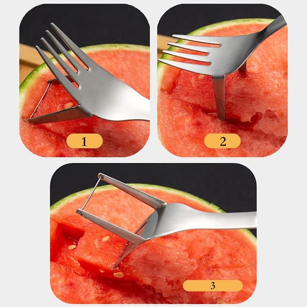 2 stk. Multifunktionel rustfrit stål vandmelon gaffel melon skærer vandmelon gave
