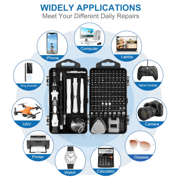 Skrutrekker - 115 i 1 presisjonsskrutrekkersett, premium lite skrutrekkersett for elektronikk, magnetisk mini skrutrekkersett reparasjonssett