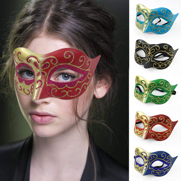 1 st maskeradmask Halloween kostymmask karnevalsmask (slumpmässig färg)