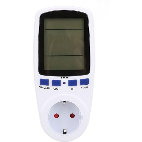 Strømmåler Elektricitetsforbrugsmåler, med baggrundsbelyst LCD-display, Overbelastningsadvarsel Watt Volt Amp Meter til hjemmet EU-stik