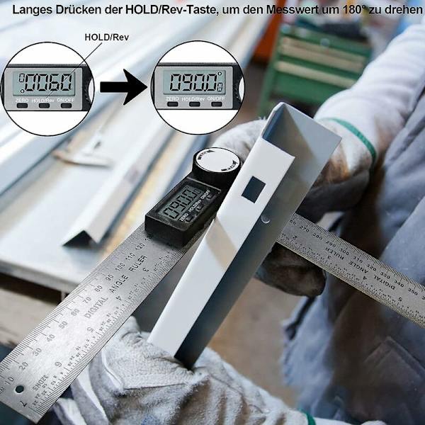 Rustfrit digitalt display vinkelmåler multifunktionel vinkelmåler vinkelmåler (200mm digitalt display vinkelmåler)