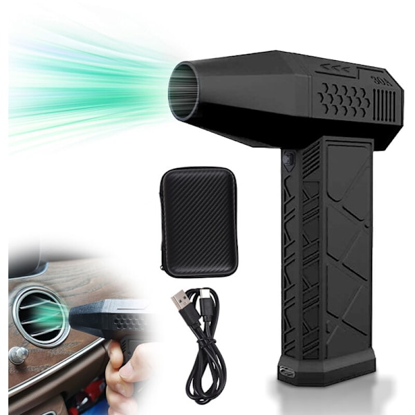 Tryckluft elektrisk dammvippa 130 000 varv/min, justerbar hastighet turbofläkt, integrerat uppladdningsbart batteri 2 x 1 300 mAh, trådlös bärbar jetblåsare