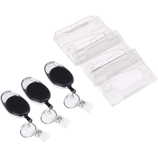 (3 stk) Merkeholder med Yoyo og Holdbar Lanyard for Visittkort, Student ID, Merkebeskyttelse
