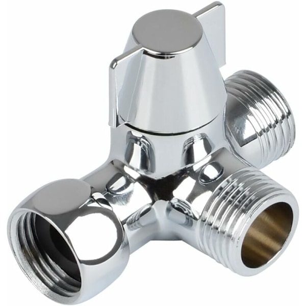 3-veis reverseringsventilbryter for dusj, solid messing, gjenge (12,7 mm), polert krom (PV8)