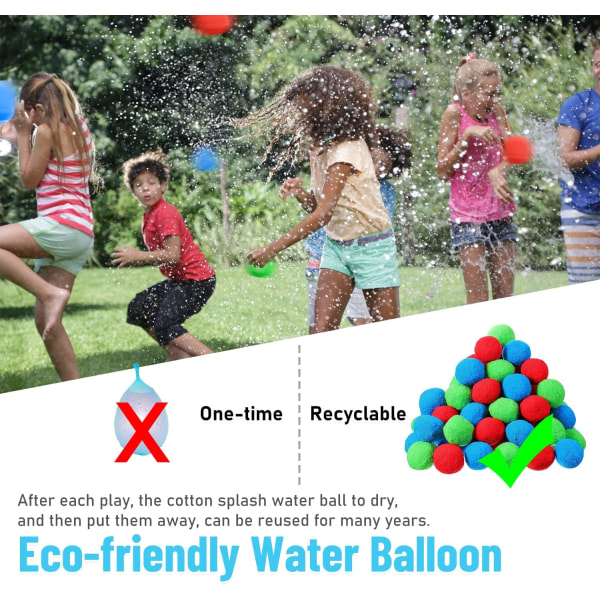 30-pak genanvendelige vandbolde, bløde bomuldslegebolde til swimmingpool, trampolin, strand, have, udendørs kampspil til børn, teenagere, voksne