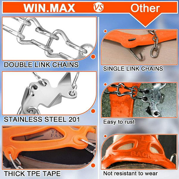 Crampons, issko, skokloer, rustfrit stål tænder/Crampon, til klatring/bjergbestigning/vandring/højder/vinter/udendørs, orange, M
