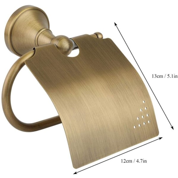 Retro hygienisk hållare Väggtoalett i antik mässing mässingsstöd Wc-pappersrulle med lock