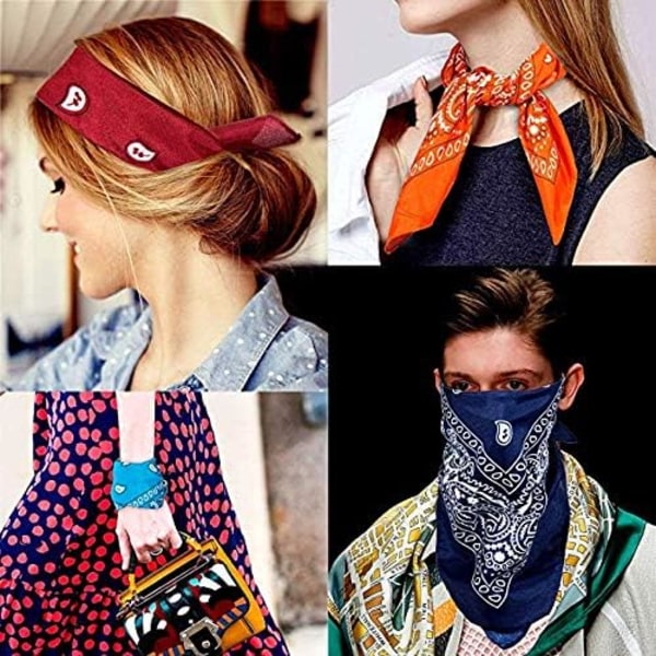 Bandanas (sorte), 12 stk. Paisley tørklæder, pandebånd, lommetørklæder til mænd og kvinder