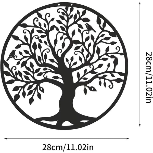 Metallveggkunst Livets tre Kunst Familie Skilt Metalltre Veggdekor Hjemmedekor Dekorativ Vegg Hengende Hjemmedekor Innendørs Veggskulptur 28×28cm