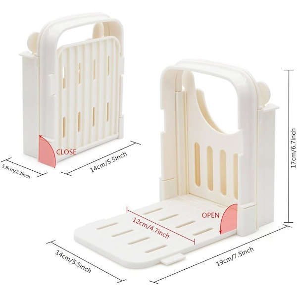 Brødskærer, Brødskærere til Hjemmelavet Brød, Justerbar Sandwich Maker Loaf Cutter Maskine Foldbar Toast Slicer Håndholdt Brødskærer med Skæring