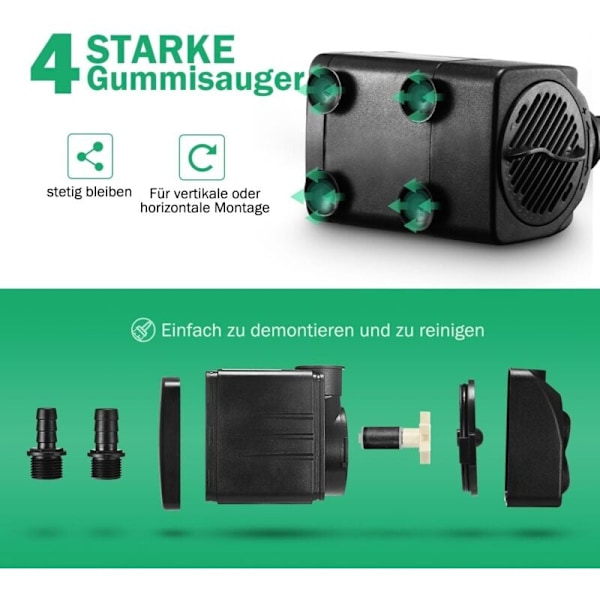 1500L/H Akvariepumpe, Mini Dam Pumpe Vandpumpe Modstandsdygtig over for Tør Forbrænding (36 Timer), Lille Nedsænkbar Pumpe til Akvarium, Dam, Springvand, Have Ingen N