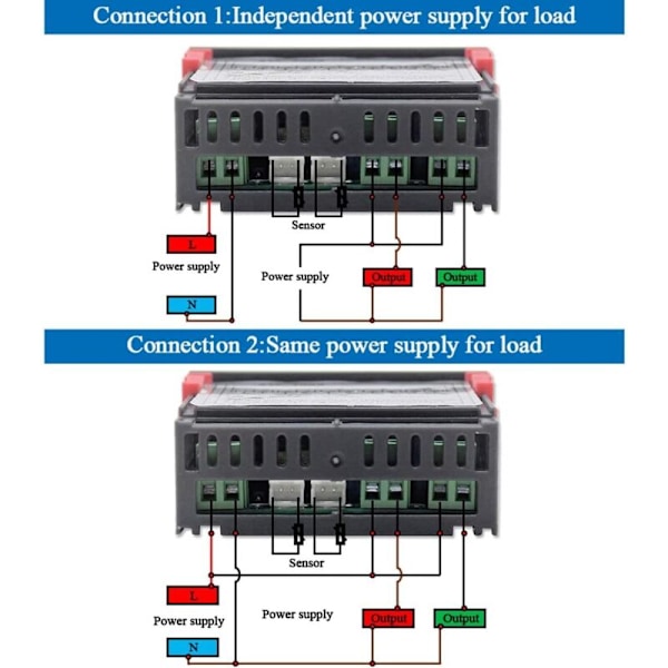 STC-3008 AC temperaturtermostatkontroller AC 110V-220V, Digital temperaturkontroller med dubbel display och dubbel NTC-probgivare, uppvärmning a