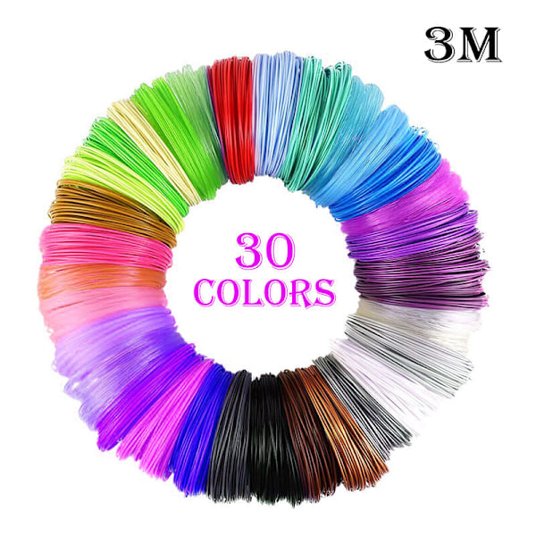 3D Pen Filament, PLA 1.75 Filament Refills til 3D Pen, 30 Farver, 5M Hver, 3D Pen Filament til Børn og Voksne, Kompatibel med Professionel 3D Print