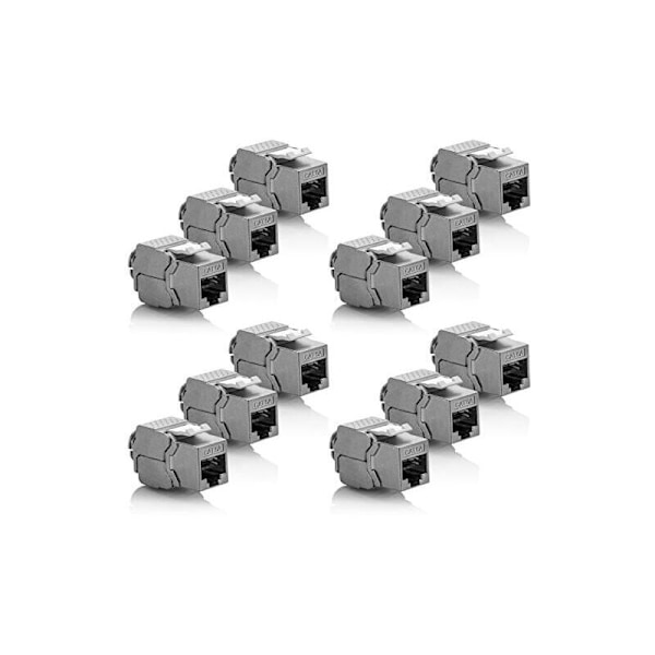 12x Keystone Modul CAT 6a Jack - Skjermet STP RJ45 Kontakt Snap-In Installasjon Montering Rå Kabel CAT 500Mhz 10GBit/s