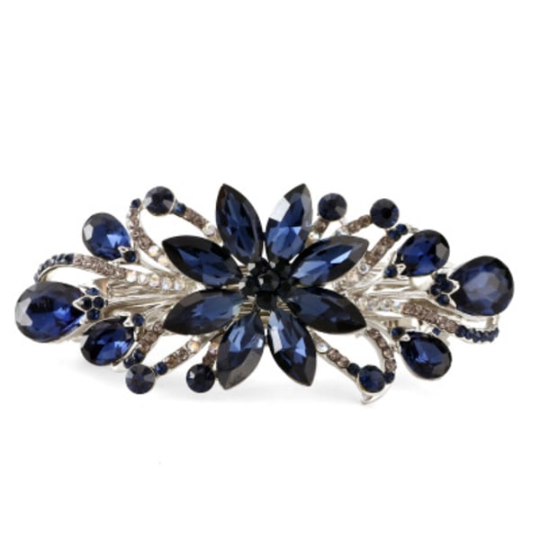 Blommig lyxig smyckesdesign hårklämma Rhinestone hårklämma (blått bläck)