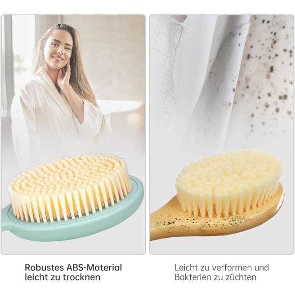 Rückenbürste Badebürste mit Langem Griff, Körperbürste für Dusche und Bad, Nasse und trockene Duschbürste, Rückenschrubber zur Akne Verbessern, Peel