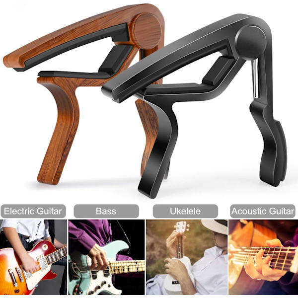 2-pack - För akustisk gitarr, ukulele, elgitarr, bas med plektrum i träfärg