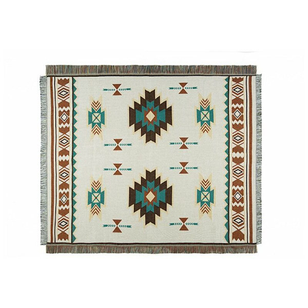 Soffaöverdrag, amerikansk etnisk stil sofföverdrag, hel täckning geometrisk stickad soffkudde -90*90cm