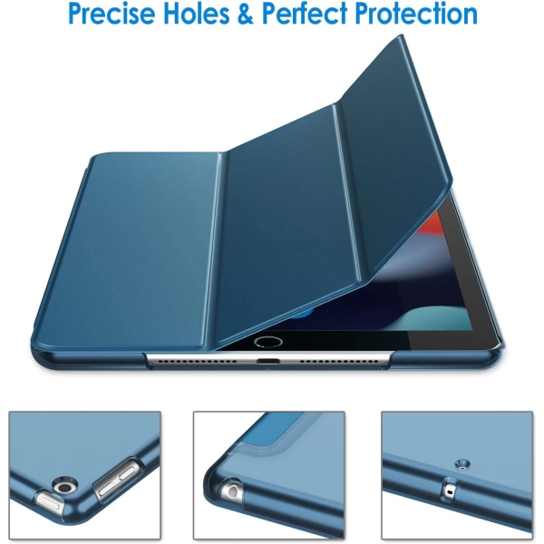 Fodral för iPad 10,2 tum (2021/2020/2019 modell, 9:e/8:e/7:e generation), fodral med automatisk sömn/väckning, tre sidors klistermärke
