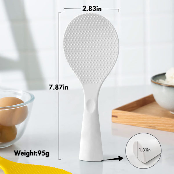 FireKylin Risspade, Silikonspade for ris med non-stick risspade Varmestandigs risspade Serveringsspade for ris (hvit)