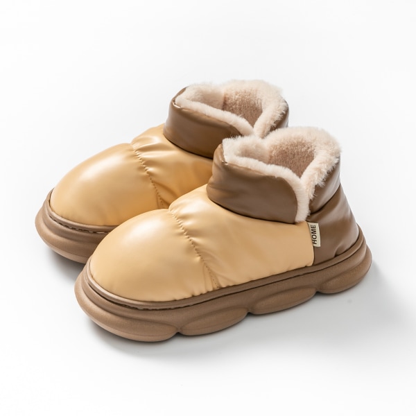 Vinter yttertøy for kvinner bomullstøfler med hæl og fløyel innendørs varme og vanntette bomullssko anti-skli