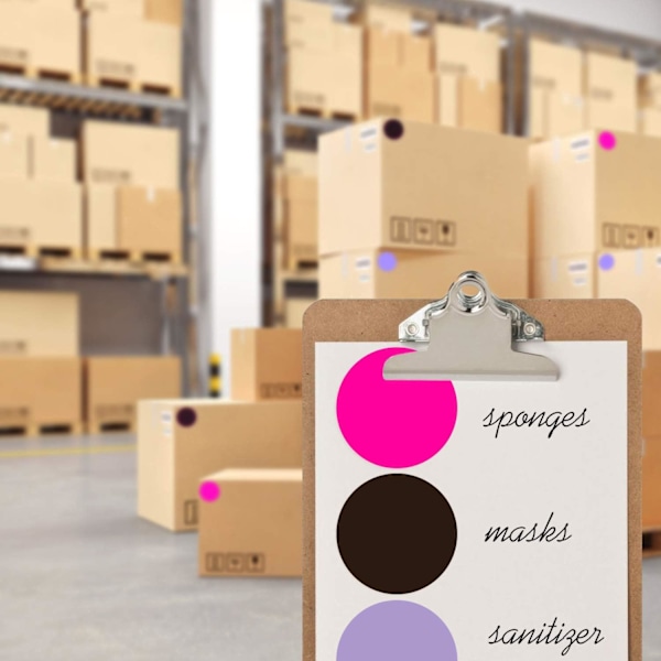 2 tum runda etiketter, fluorescerande rosa, permanenta färgkodsprickar, 500 etiketter per rulle