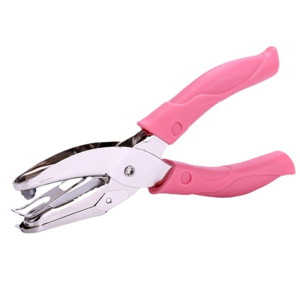 1.5mm Round Hole Punch Pliers Single Round Paper Punch Hole Puncher, with Pink Handle for Craft Paper (Small Circle)