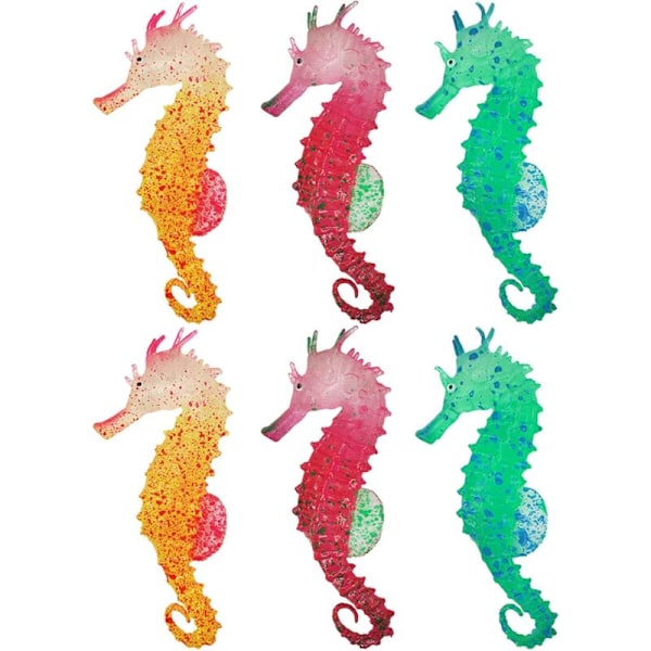 6 stk. Hippocampus Silikone, Kunstig Hippocampus Dekorativt Happocampal Ornament Hippocampus Lysende Kunstigt Lys Akvariedekoration