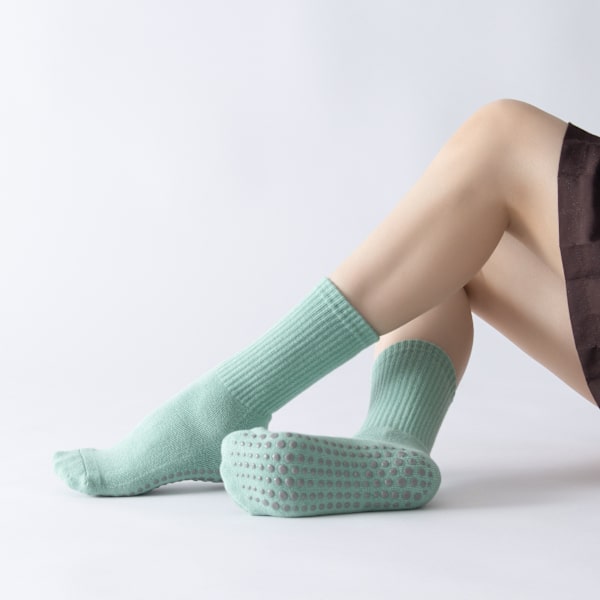 Yogasokker til kvinder - Anti-slip yogasokker - Vaskbare åndbare mellemkalve sportssokker - Egnet til yoga, pilates og barre - 5 par, one size fits all