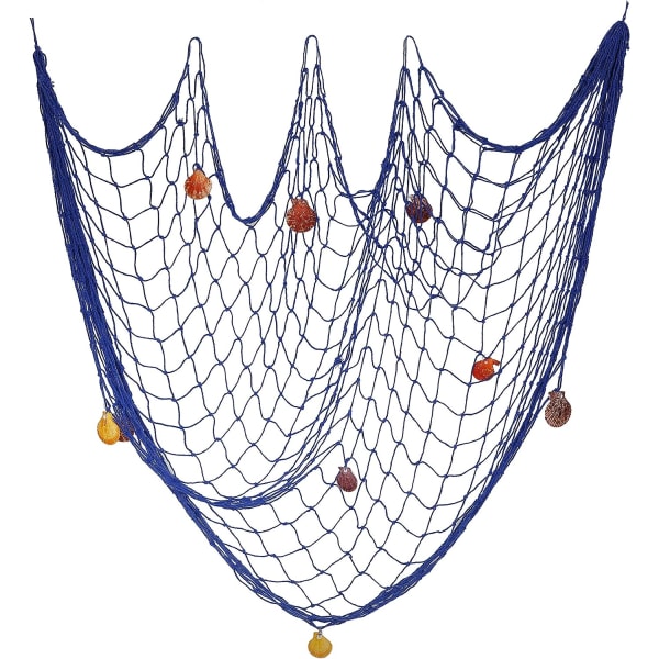 Fiskenett veggdekor Nautisk middelhavsstil hengende bilderamme med skjell til jul bursdagsfestdekorasjoner