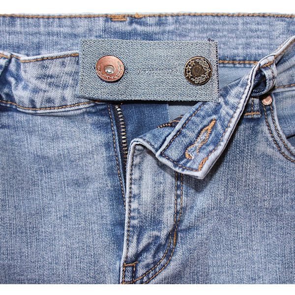 Knappförlängare i denim för jeans och kjol, bekväma metallknappar, 4 stycken i olika färger
