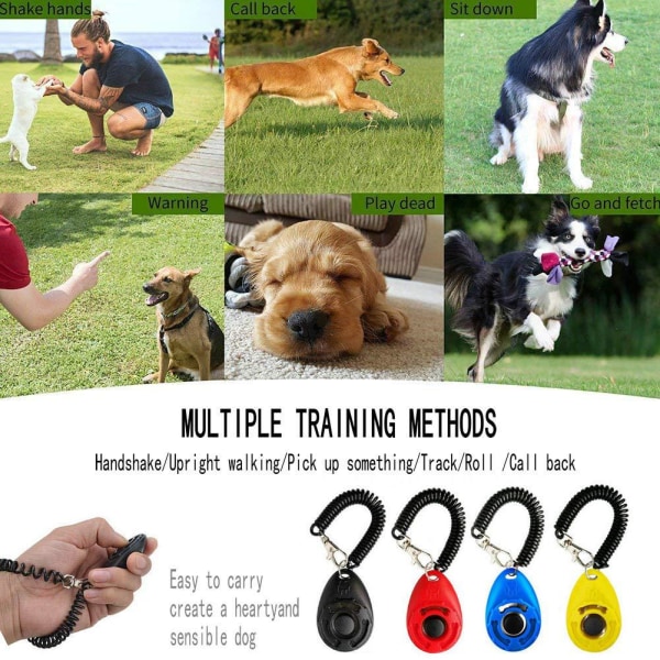 Pet Training Clicker med håndledsrem - Hunde Training Clickers (ny sort + blå)