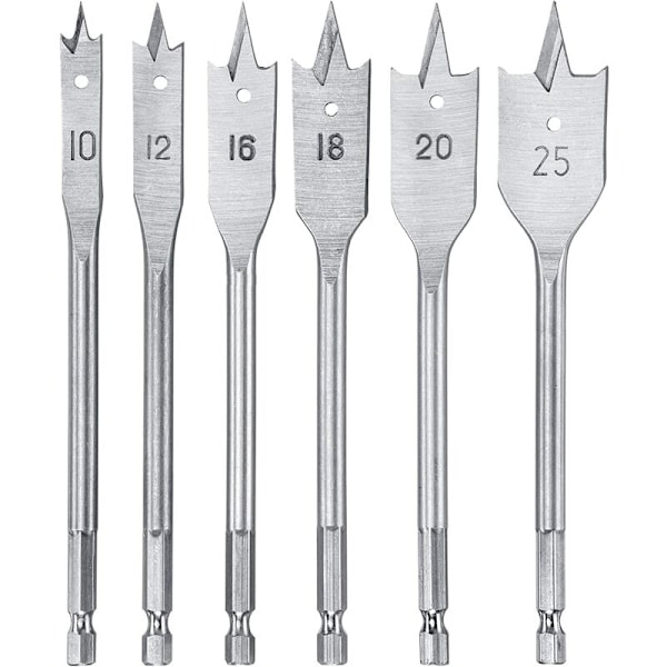 kwb 512490 Platt träborr-set, 10, 12, 16, 18, 20 och 25 mm, 6-pack