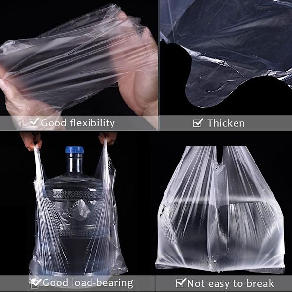 200 stk. gennemsigtige bæreposer i vest-stil - stærke hvide bæreposer til forskellige behov - plastposer til fødevarer - nyt materiale - 30x45cm